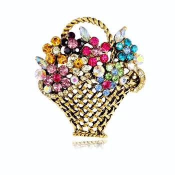 Luxusné Tvorivé Farebné Drahokamu Kvetinové koše Brošňa Pre dámske Oblečenie Vyhovovali Pin Trendy Dámske Šperky, Doplnky, Darčeky