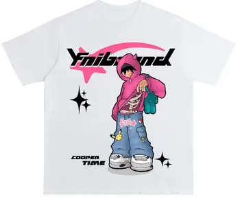 Y2K Hip Hop List Vytlačené T Shirt Cartoon Nadrozmerné Topy Nové Harajuku Módne Príležitostné celý Zápas Voľné Streetwear