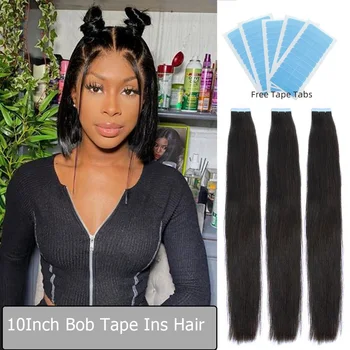 Rovný Bob Pásky V Ľudských Vlasov Rozšírenia Čierne Ženy Prírodné Čierne Tupý Bob Pásky Doplnky, predlžovanie Vlasov Remy Vlasy 20pcs/pack