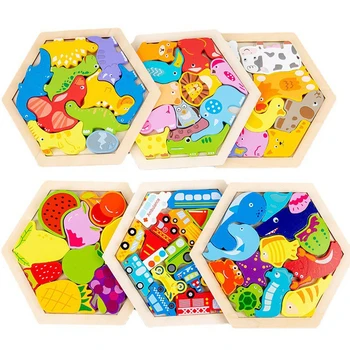 Montessori Drevených Hračiek 3D Puzzle Vysokej Kvality Tangram Matematika Hračky Tvar Zápas Puzzle, Doskové Hry, Vzdelávacie Hračky pre Deti,