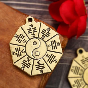 Taoizmus Mosadz Bagua Diagramy Prívesok Čínsky Amulet Yin Yang Veštenie Charms DIY, Takže Pás Keychain Muž Príslušenstvo Šperky