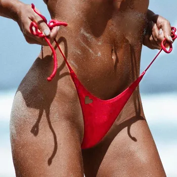 Ženy Sexy Bikiny Dná Plávať Tangá Brazílske Bikini Spodnej Strane Kravatu Kúpanie Plavky Obväz Pevné Nízkym Pásom Plavky Bikiny