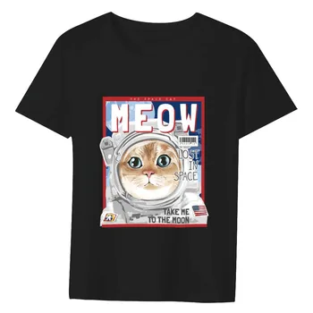 HX Funny T-shirts Anime Cartoon Zvieratá Astronaut Tees Bežné Hip Hop Streetwear Black 100% Bavlna pánske Tričko Dropshipping