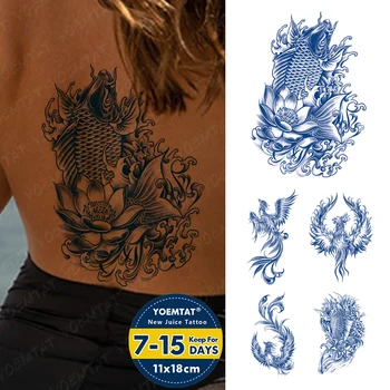Semi-Permanentné Japonský štýl Kapor Lotus Phoenix Šťavy Atrament Trvalé Vodotesné Dočasné Tatto Nálepky Falošné Tetovanie Ženy Muži