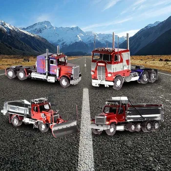 Freightliner Ťažkých nákladných vozidiel 3D Kovov Puzzle Farebné FLC Dlhý Nos Truck 114SD Dump Truck Zostavený Model pre Dospelých Puzzle, Hračky