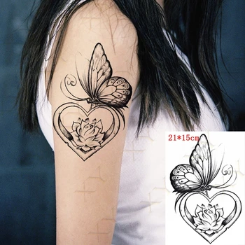 Nepremokavé Dočasné Tetovanie Nálepky Lotus Motýľ, Láska Flash Tattos Anjel Krídla Zvierat Body Art Rameno Falošné Tetovanie Ženy Muži
