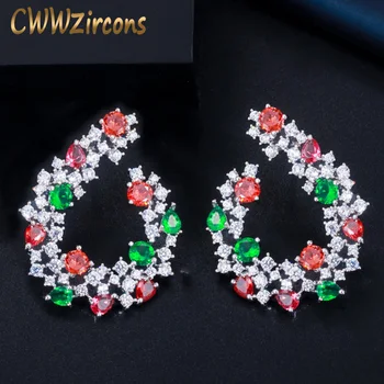 CWWZircons Vysokej Kvality Populárny Dizajn Značky Multi Červená Zelená Cubic Zirconia Veľký Pokles Náušnice, Módne Šperky pre Ženy CZ617