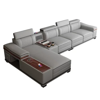 Originálne kožené sedacie obývacia izba moderný minimalistický vrchnú vrstvu cowhide celý kus nábytku veľkosť jednotky inteligentná kombinácia