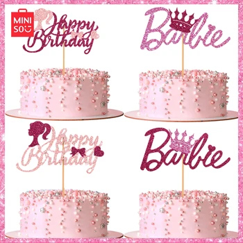 2024 Miniso Nové Barbie Sladké Ružové Happy Birthday List Koruny Narodeninovú Tortu Plug Doska Party Dekorácie Plug Usporiadanie Rekvizity