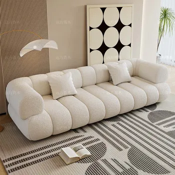 Baránok je vlna obývacia izba priamo pohovky, moderný jednoduchý textílie gauč, Nordic malý apartmán, Internet celebrity gauč