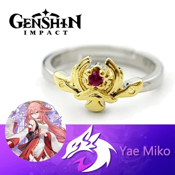 Genshin Vplyv Yae Miko Resizable Krúžky Anime Hry Miss Fox Kawaii Dievča Kovové Módne Šperky Cosplay Kostým, Rekvizity Príslušenstvo