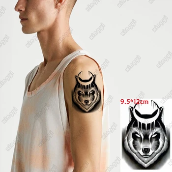 Nepremokavé Dočasné Tetovanie Nálepky Mýtus Vlk Príbeh Mesiac Falošné Tatto Flash Tetovanie Ruky, Ramena Strednej Veľkosti Art Tetovanie Chlapec Ženy Muži