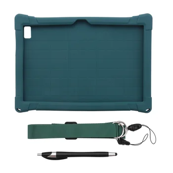 Puzdro pre Teclast P20HD 10.1 Palcový Tablet PC Stojan Anti-drop Ochranné Silikónové puzdro s ozdobná šnúrka na uniforme (Tmavo Zelená)