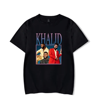 Khalid Vintage Hip Hop Rapper T-shirt Crewneck Krátke Sleeve Tee Mužov dámske Tričko 2023 Harajuku Streetwear Módne Oblečenie