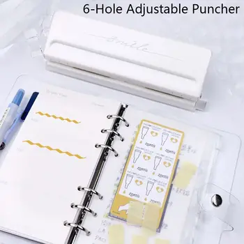 6-Jamkové Papier Fréza Tvorivé Scrapbooking DIY Nastaviteľné Puncher Ručné 5,5 mm Otvor Otvor Puncher kancelárske potreby
