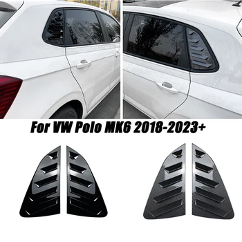 Pre VW Polo MK6 2018-2023+ 2ks Lesklý Čierny Bočné Ventilačné Zadné Okno Odtiene Lopatka Žalúzie Uzávierky Nálepku Krytu Výbava Príslušenstvo