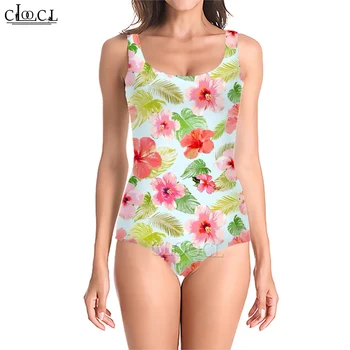 CLOOCL Kvetinový Vytlačené dámske jednodielne Plavky, Športové oblečenie, Plavky na Kúpanie Letné Módy Sexy Beach Oblečenie