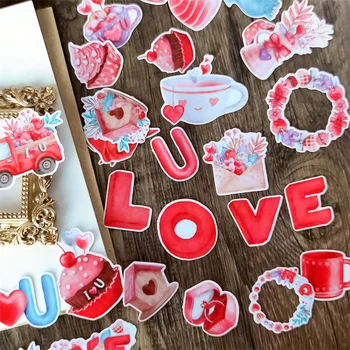 Nálepky 26pcs Valentína Sladká Láska Akvarel Clip Art Láska Dekorácie Cartoon Dekoratívne DIY Plavidlá, fotoalbumy plánovač