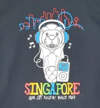 Singapur Lev Meste Rock Od Roku 1965 T-Shirt Mens Veľké Čierne Krátke Rukáv Posádky
