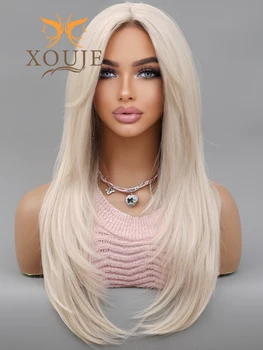 Nádherný Barbie Parochňa Blond Dlhé Rovné Vlasy, Syntetické Parochne Ženy Parochňa Vhodná pre Denné Nosenie Použiť Prom Party Vysokej Kvality Parochňu