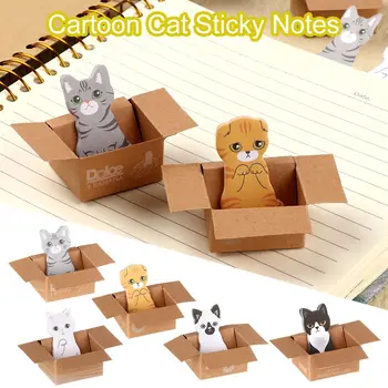 Kreatívne Kreslených Mačka Poznámok samolepiace Nálepky na kancelárske potreby Zábavné Záložku Mačiatko V Poli typu Memo Pad Scrapbooking Dekor