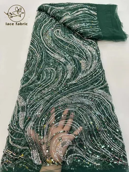Postupnosť Afriky Čipky Textílie 5 Metrov Embroiderd Nigérijský Čipky Textílie 2023 Vysokej Kvality Šnúrky Ženícha Tylu Francúzskej Čipky Pre Dreess
