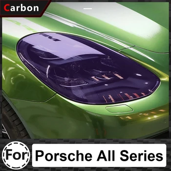 2 Ks Auto Svetlomety Farba-Zmena Dekoratívne Fólie Pre Porsche Cayenne Macan Panamera Taycan Auto Exteriérové Dekorácie-Nálepky