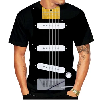 Unisex Zábavné Gitara 3D Tlač T-shirt Muži Ženy Krátke Rukávy Tees Módne Hip Hop, Street Wear, Topy