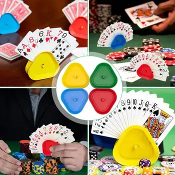 4Pcs Poker Držiteľ Ľahký Poker Stojan Svetlé Farby Užitočné Trojuholníkové Hrať Karty Stojan Hry Rekvizity