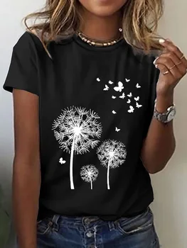 Dámske Módne Kvetinový 3D Tlač T-Shirts Lete Krátky Rukáv Tees Kawaii Kvet Grafické T Košele Voľné Nadrozmerné Oblečenie