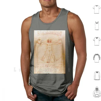 Leonardo Da Vinci - Sa Vitruvian Man tank topy vesta zo 100% Bavlny Klasické Melancholické Umenie Trend 2020 Majstra Maliara Office Umenie