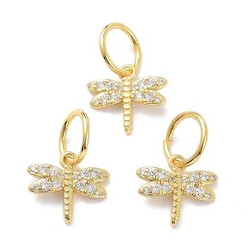 10pcs Dragonfly Prívesok Reálne 18K Zlatom Mosadz Micro Pave Jasné Cubic Zirconia Kúzlo pre Ženy Náhrdelník Diy Šperky Robiť