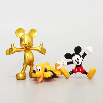 Disney Karikatúra Roztomilý Zlaté Mickey Beží Pluto Tortu Ruky Bábiku Model Ozdoby