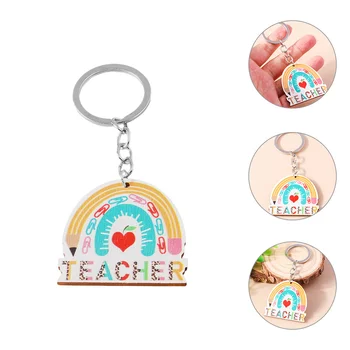 Prívesok na Rainbow Keychain Dievčatá Príslušenstvo Späť do Školy Drevené Učiteľ Reťaze